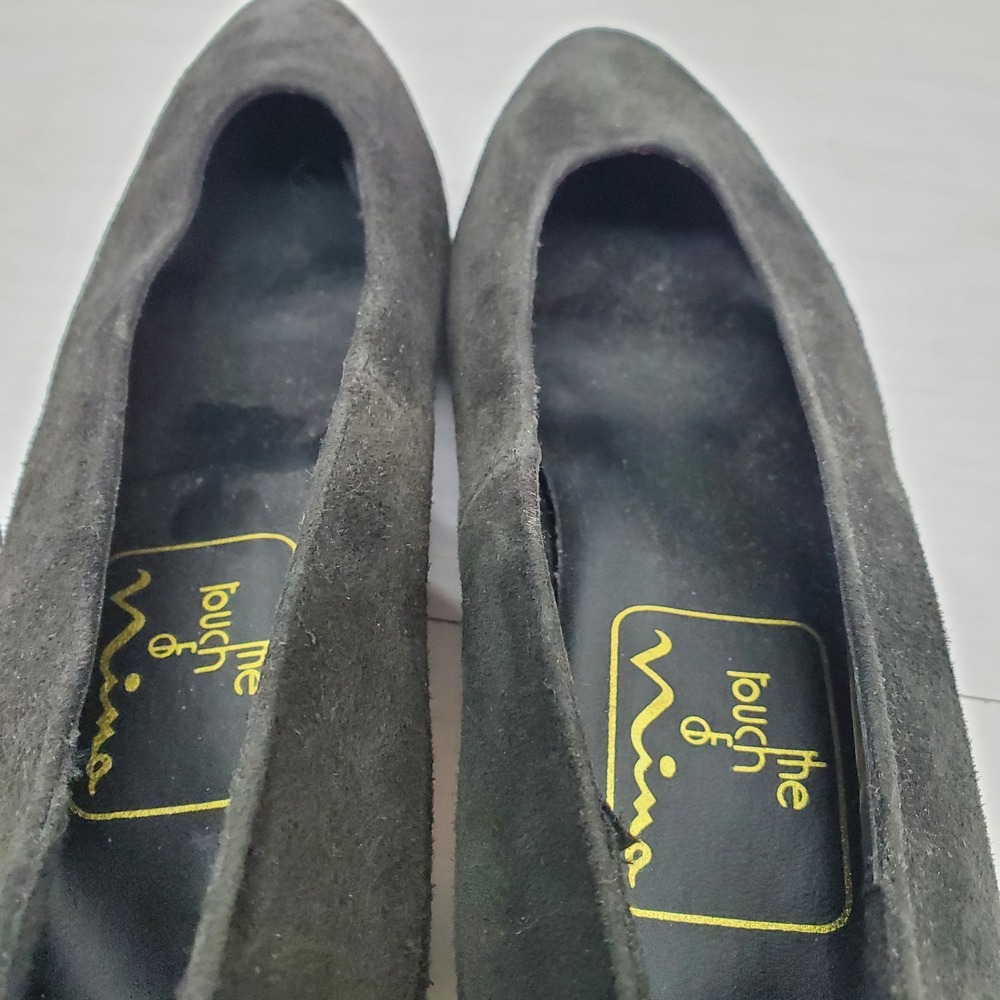 The Touch Of NINA Black Suede Leather Classic Evening Dress Heel Pump Size 6 M - Picture 11 of 16